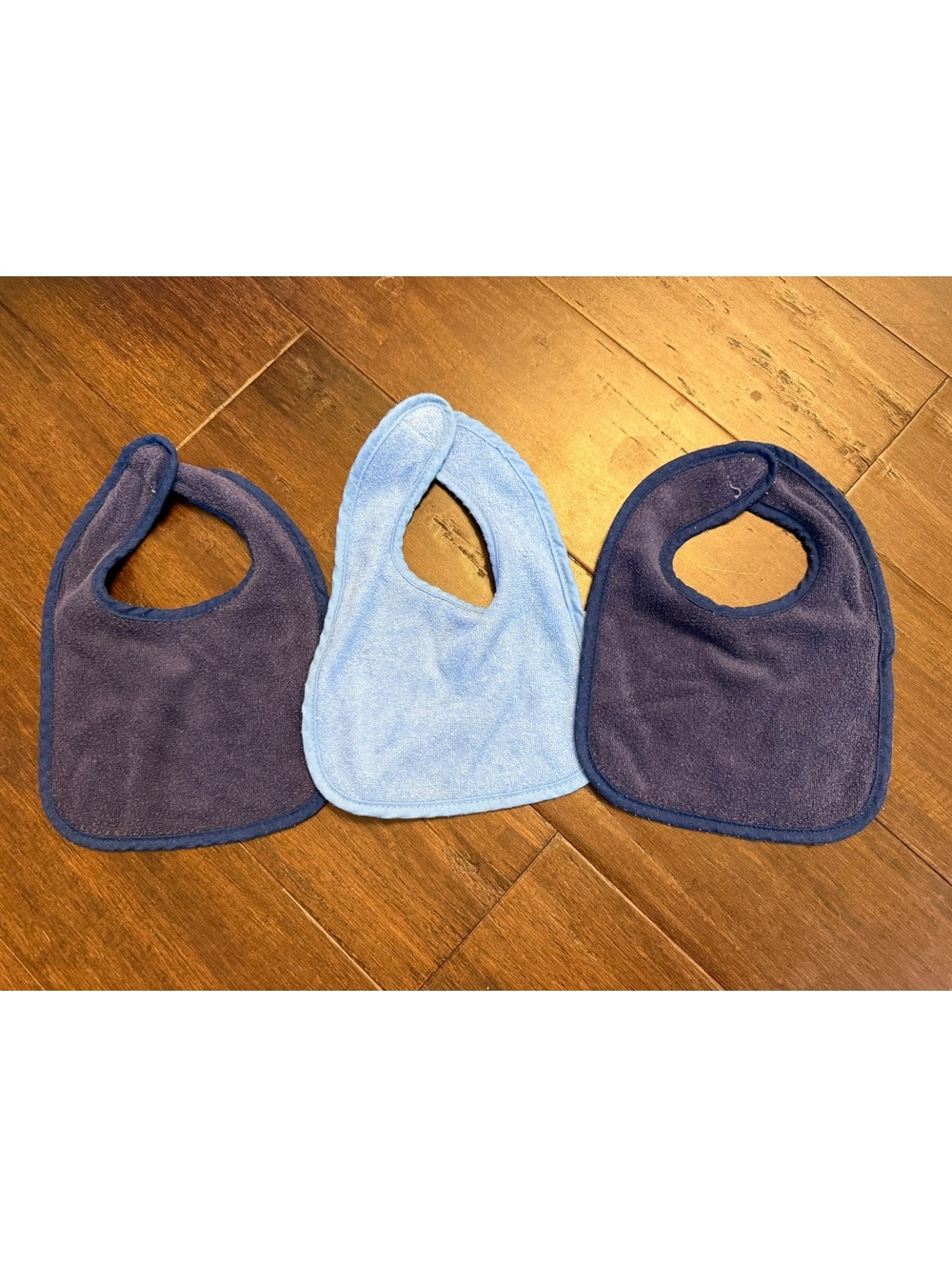 Luvable Friends Baby Bibs Set of 3, One Size, Cotton Blend in Blue and Navy